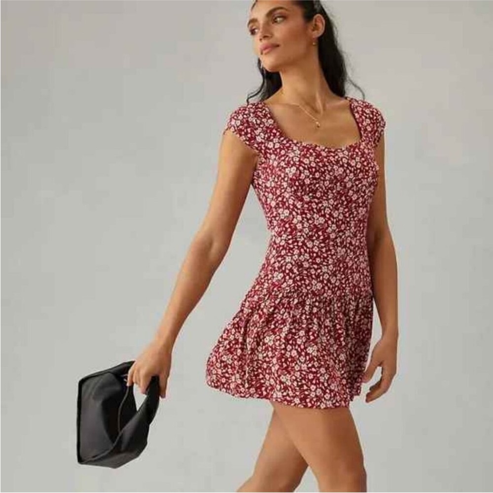 Reformation Red Floral Olencia Mini Dress